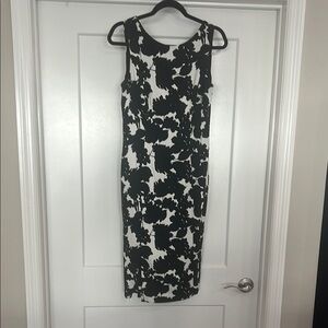 White House Black Market Black and White Sheath Midi Dress
